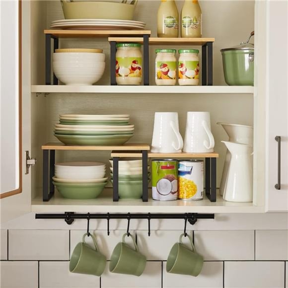 Set of 2 Kitchen Counter Shelves, Kitchen Storage, Stackable, Expandable - Picture 3 of 7